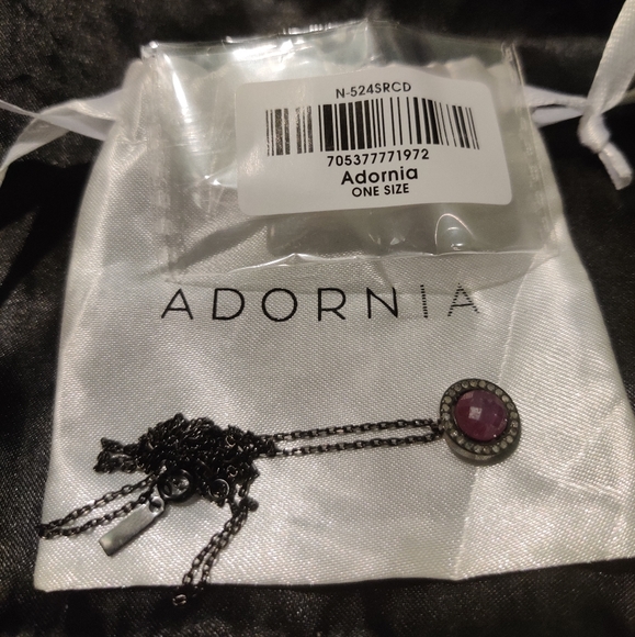 Echo Round Halo Pendant Necklace ADORNIA Ruby and Diamonds - Picture 3 of 6